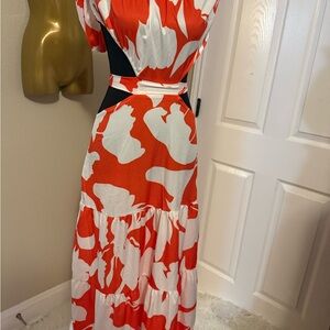 Elegant Red and White Women's Dress